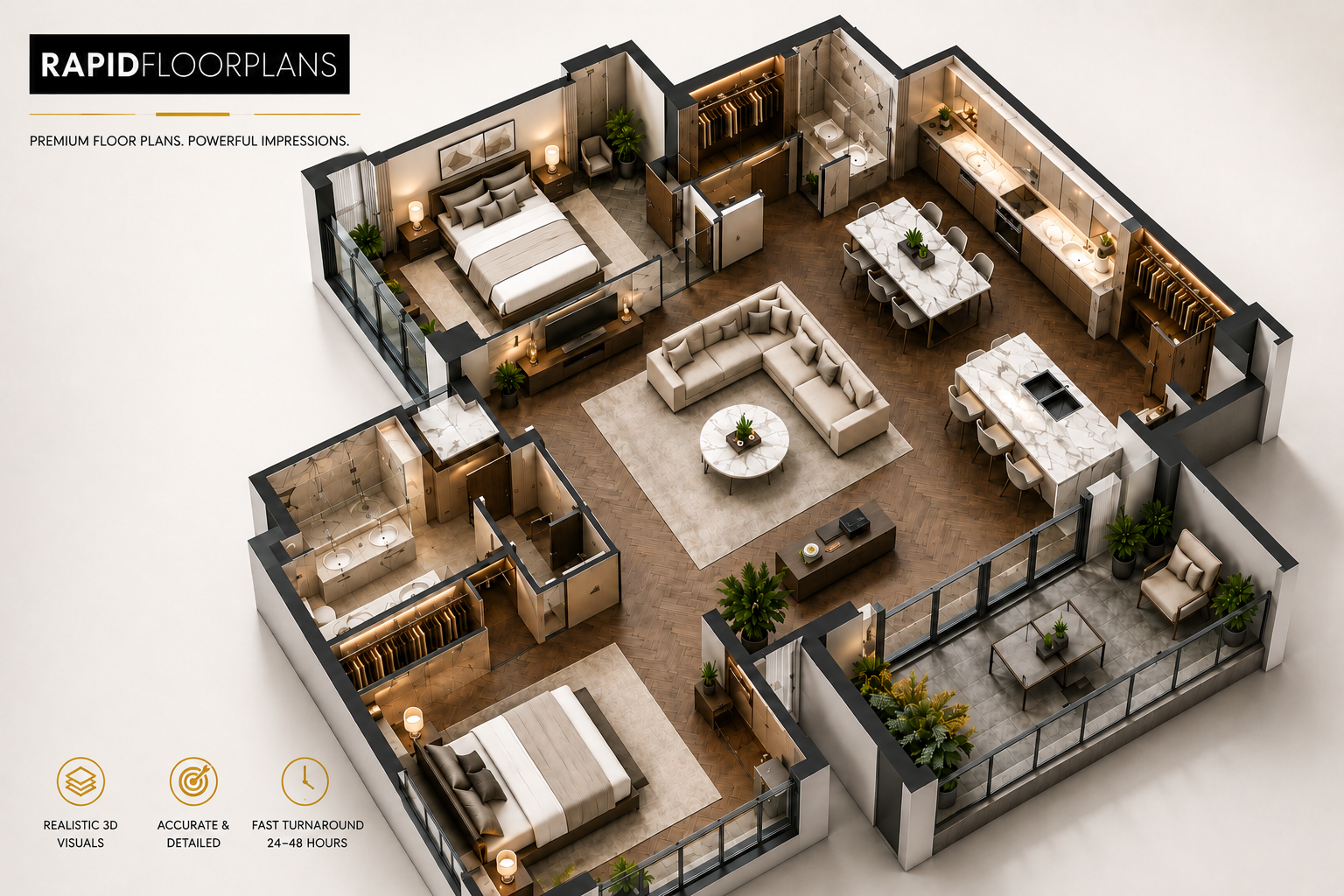 Stylish modern apartment visualisation
